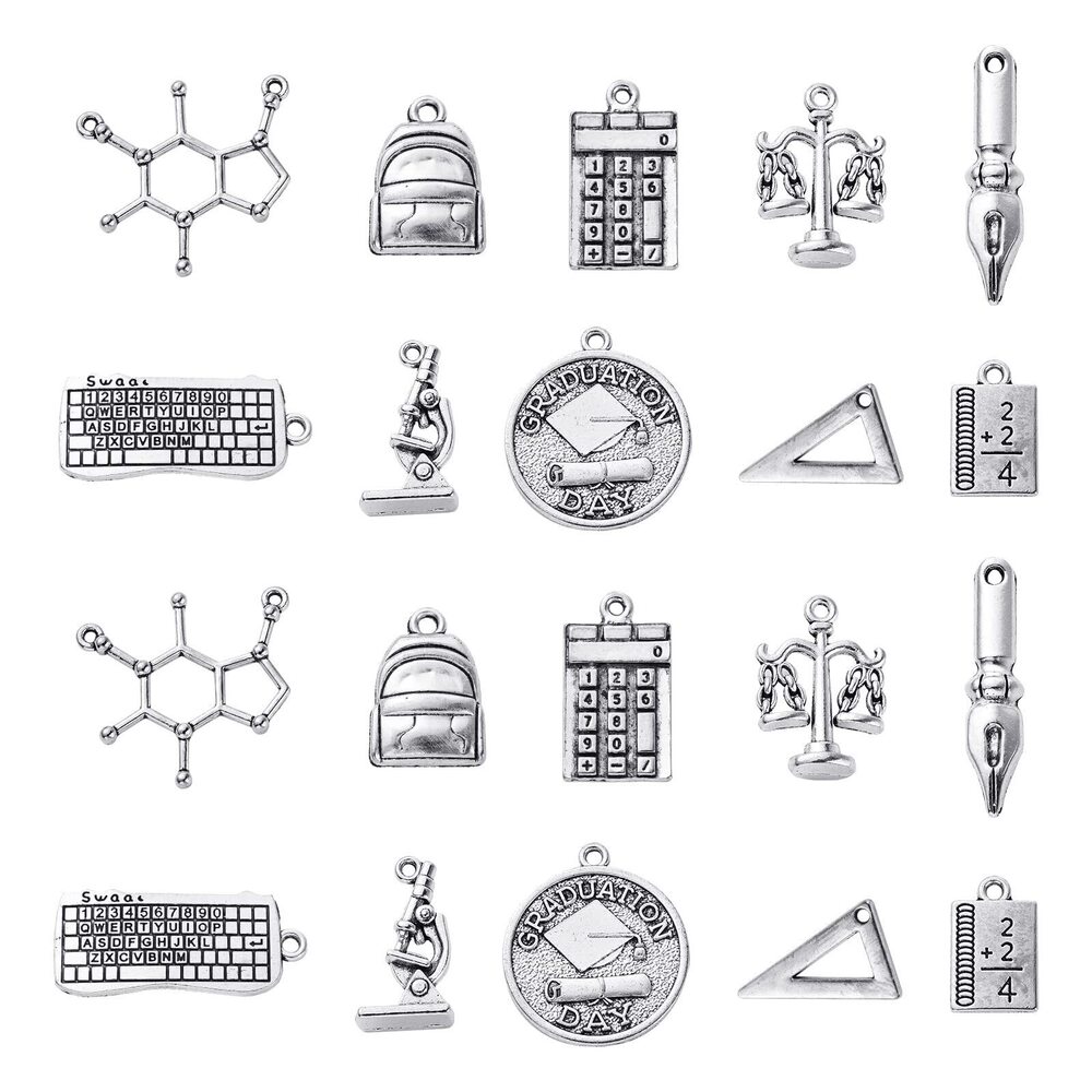 7382 100Pcs 10 Styles Chemistry Charms Laboratory Biological Study Mini